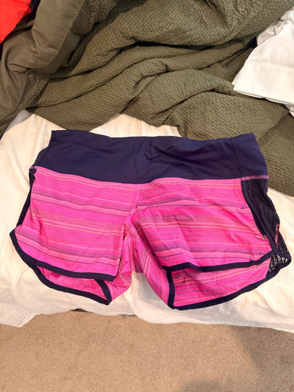 lululemon athletica Pink Striped Athletic Shorts